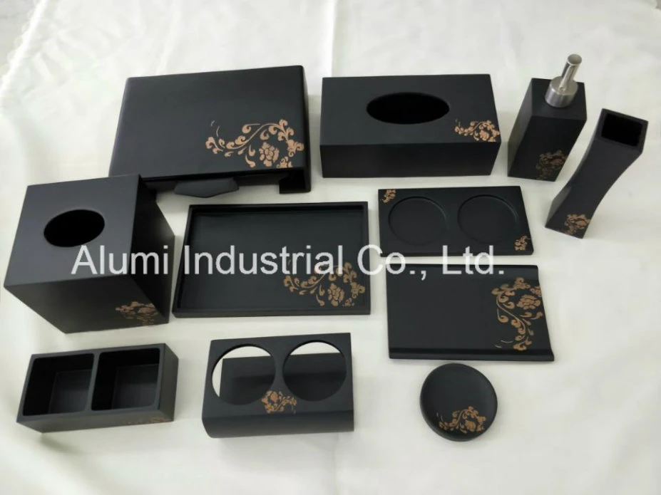 Resin Hotel Room Amenities Holder Set Black Color